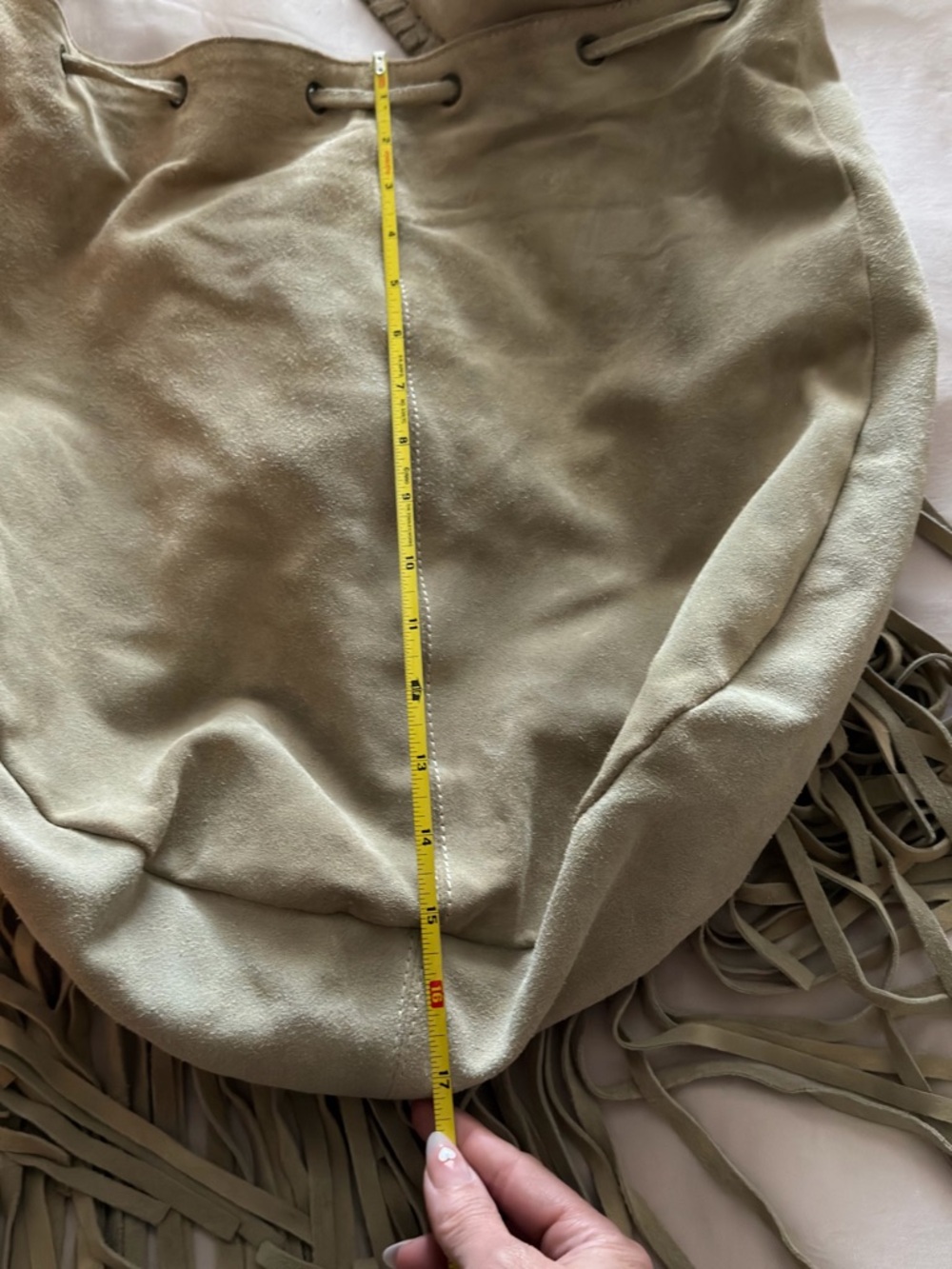 Suede Fringe Bucket Bag - Picture 12 of 13